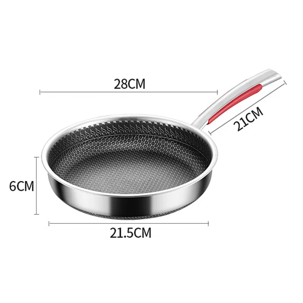 Sartén  Grado Alimenticio, Acero Inoxidable 316, Antiadherente, Fondo  Panal, Apta para Cocina  Inducción y Estufa  Gas,