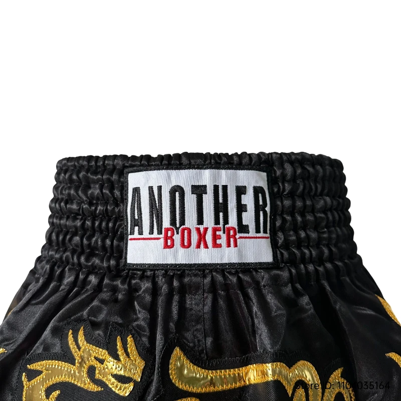 التايلاندية سراويل الملاكمة الأسود الملاكمة التايلاندية السراويل الرجال النساء الطفل أنيق التطريز BJJ MMA الملابس رياضة القتال كيك بوكسينغ سروال التدريب #4