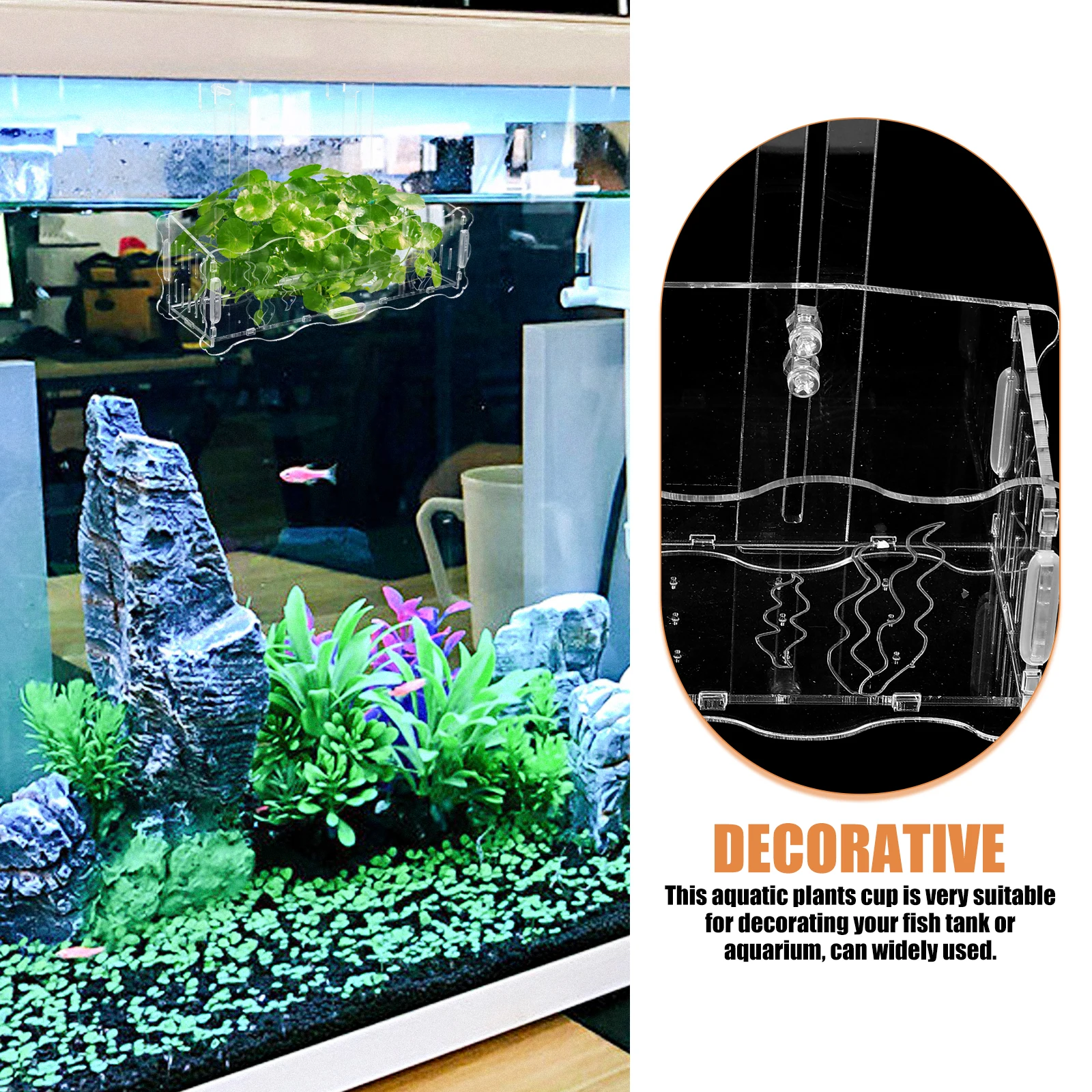 

Aquatic Plants Pot Clear Aquarium Planter Cup Sturdy Acrylic Material Break Resistant Reusable Home Hotel Park Decor