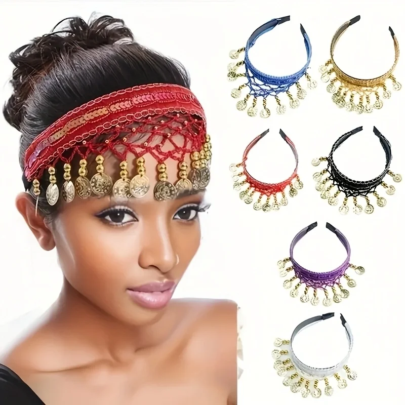 

1 шт., аксессуары для волос для народного танца, танца живота, пластиковые кольца-цепочки на голову, аксессуары для сценических костюмов, без перьев, вечеринка