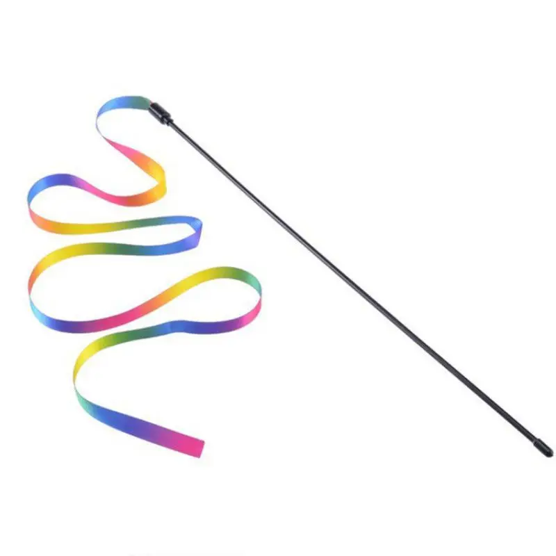 1PCS Pet Cat Toys Cute Funny Rainbow Strips Stick Cat Teaser Wand Pet Toys for Cats Interactive Toys Cat Supplies Pet Products