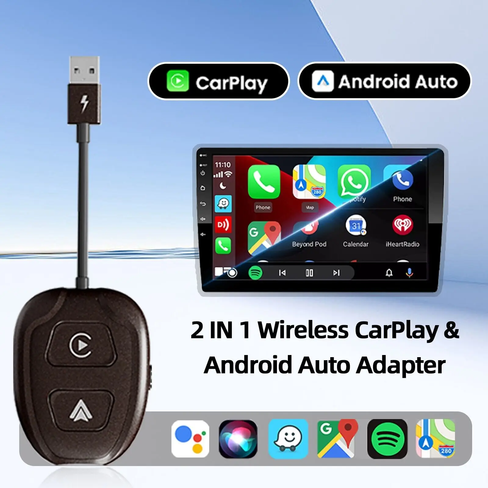 Wireless Android Auto & Apple CarPlay 5.8 GHz Wireless Adapter for OEM Wired CarPlay & Android Auto Cars 