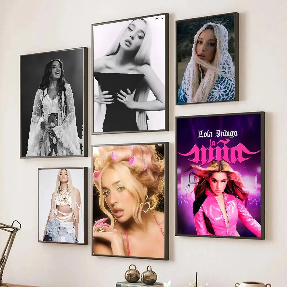 Musiksängerin L-lola Indigo Poster Selbstklebende Kunst Raumdekoration Restaurant Wanddekoration Kunstgemälde