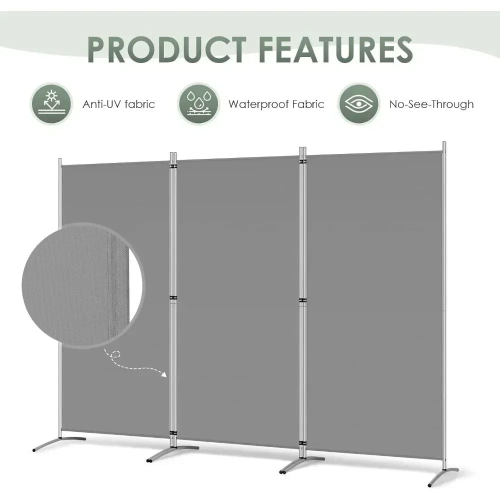 3 Panel Room Divider 6 Ft Tall Folding Privacy Screen Freestanding Room Partition Wall Dividers, 102''W x 20''D x 71''H Screens