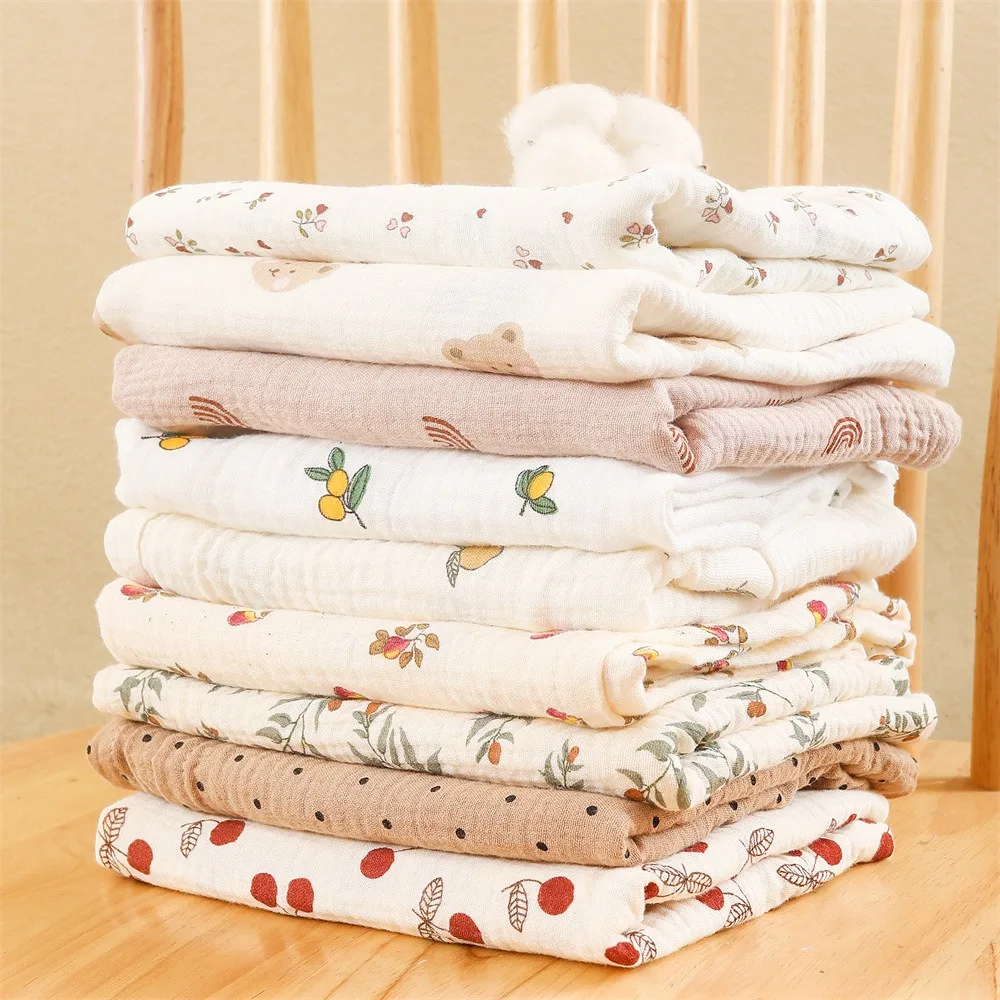 Swaddle Stroller Cover Crinkle Fabric Swaddle Blanket Baby Blanket Floral Print Muslin Diaper