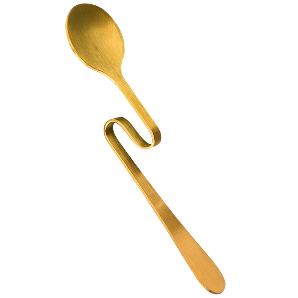 

Dessert Spoon Curved Hangable Round Coffee Tea Drinks Yogurt Ice Cream Pudding Stainless Steel Mixing Long H Practical Gifts