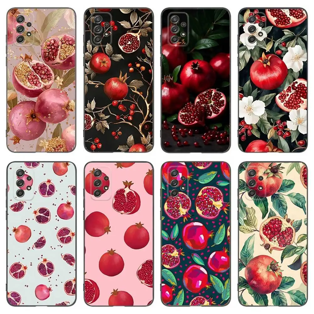 

Fruit Red Pomegranate Phone Case For Samsung Galaxy A 91,80,73,72,53,52,51,22,5G,Plus,J,Note Soft Black Cover