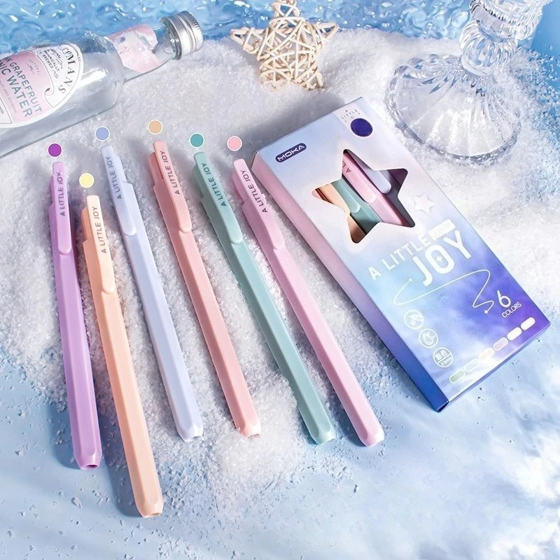 

6pcs Colored Retractable Pens Set 0.5mm Fine Tip Smooth Writing Quick-Dry Ink for Diaries Notes Mind Maps Office & School Use