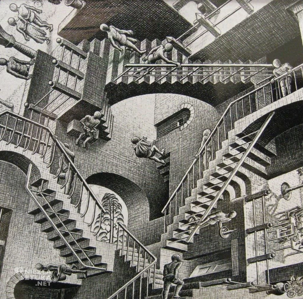 Maurits Cornelis Escher Relativity Watercolor 55 Fish Day and Night Poster Wall Art Home Decor Painting