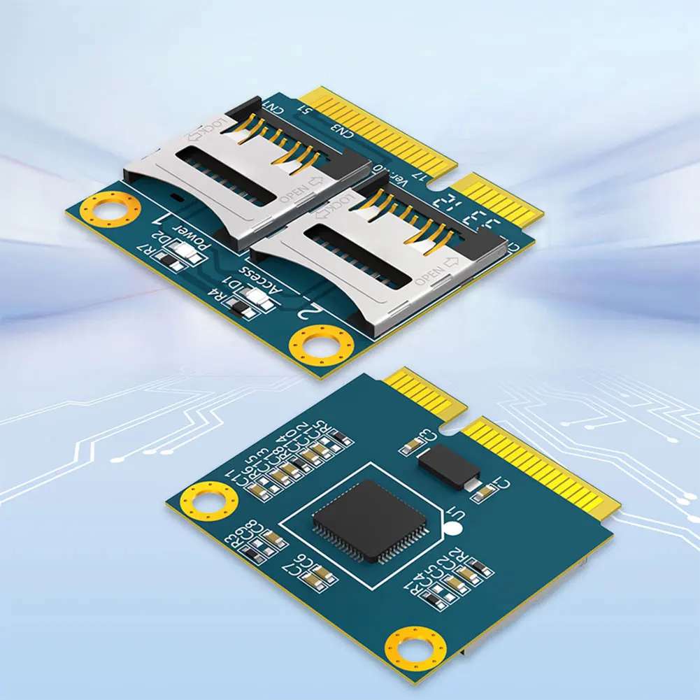การ์ด Micro SD TF คู่เป็นอะแดปเตอร์ Mini PCI-E พร้อมครึ่งวงเล็บอะแดปเตอร์ Mini PCI Express การ์ดหน่วยความจําอะแดปเตอร์เครื่องอ่านการ์ด