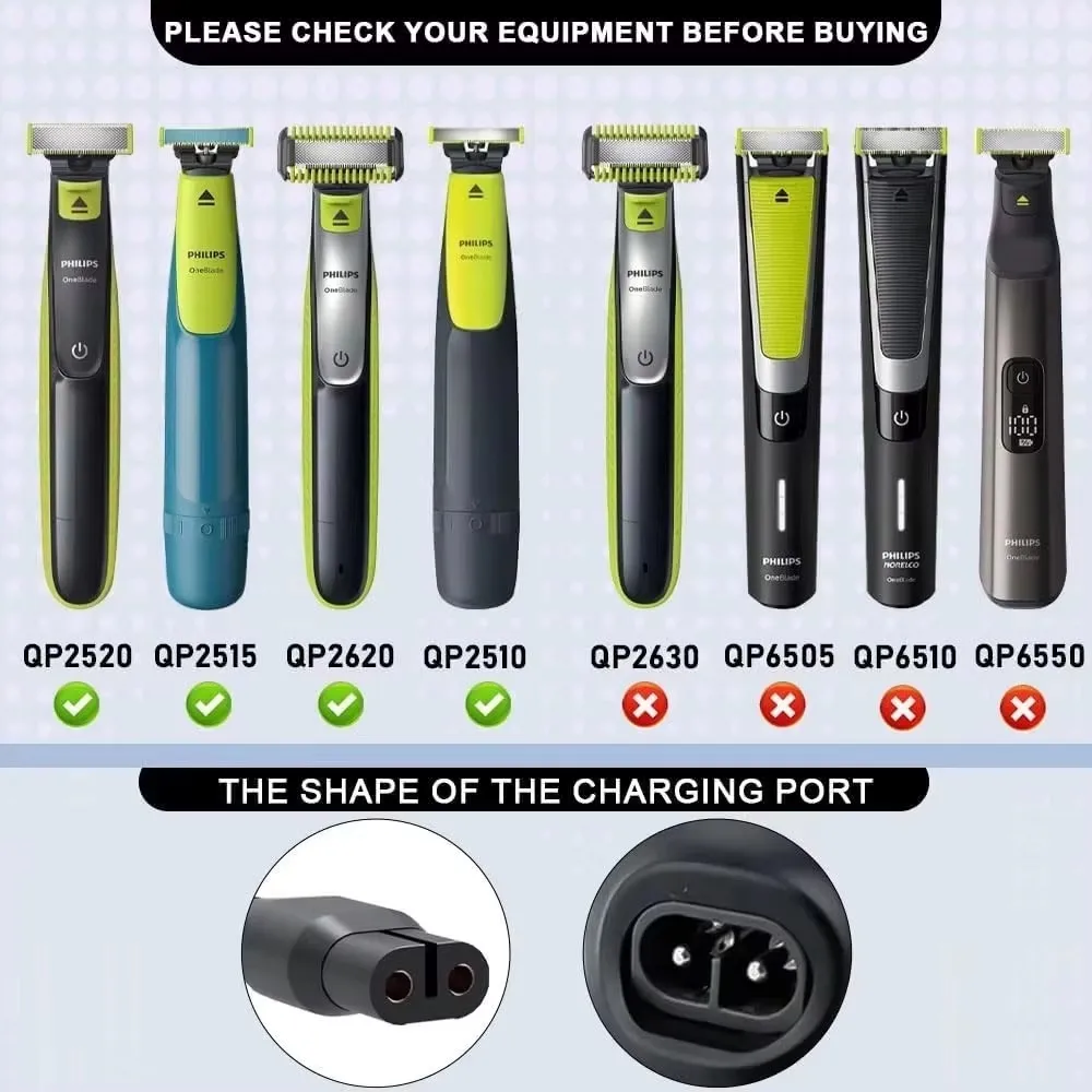 KVIFO 4.3V Charger for Philips Norelco OneBlade Shavers  with QP2520 QP2620 QP2515 QP2510 MG3730 MG3720 MG3710 Electric Shaver