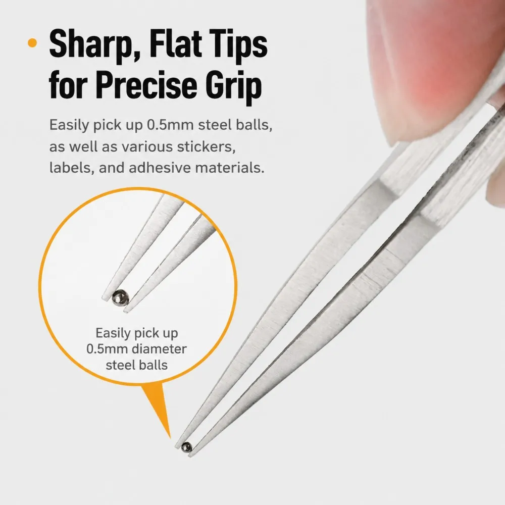 MSWZ MS‑145 Precision Straight Model Tweezers Thick Stainless Steel for Scale Military Model Figure Building Hobby DIY Projects