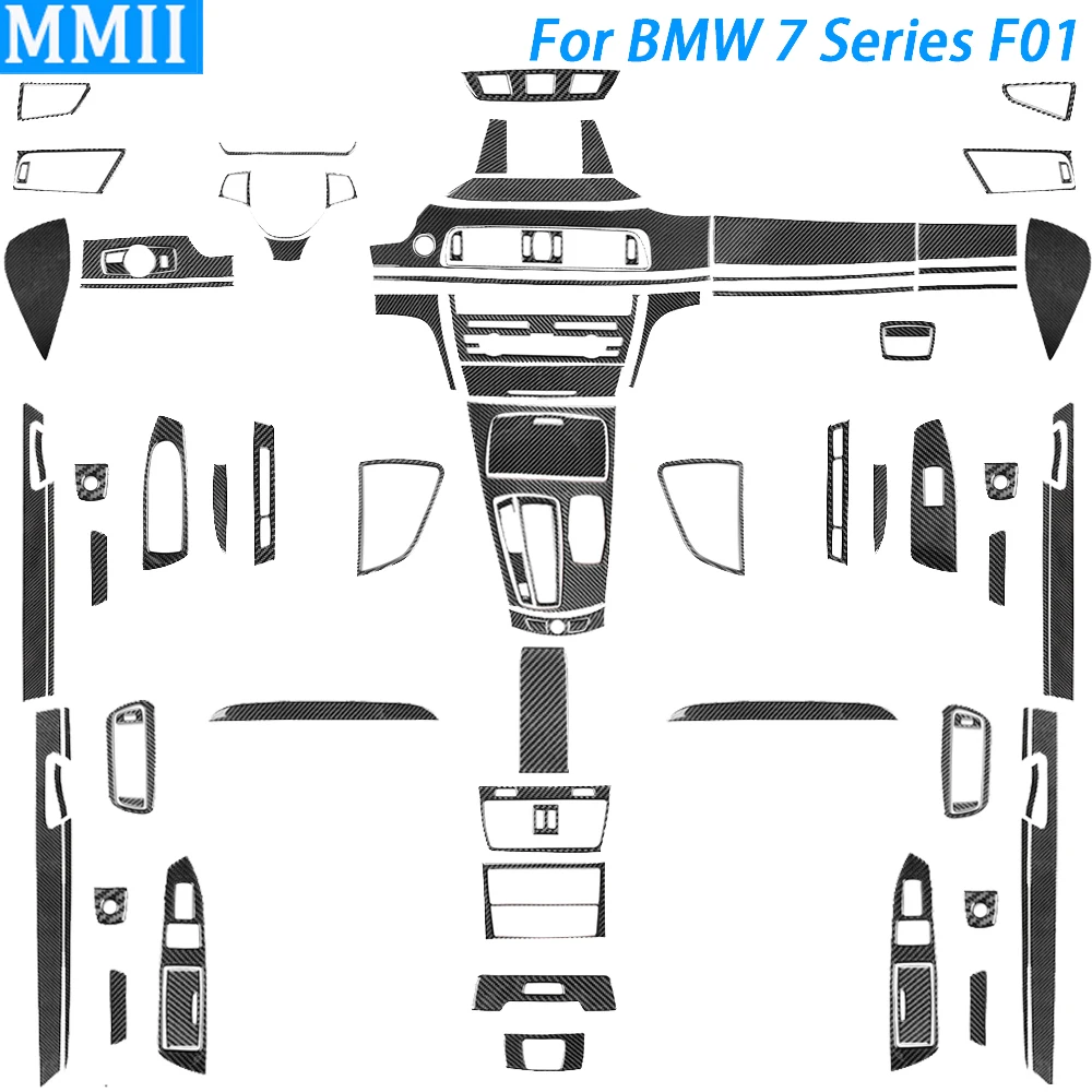 

For BMW 7 Series F01 2009-2014 Carbon Fiber Gear Shift Window Lift Air Outlet Steering Wheel Dashboard Suit Car Interior Sticker