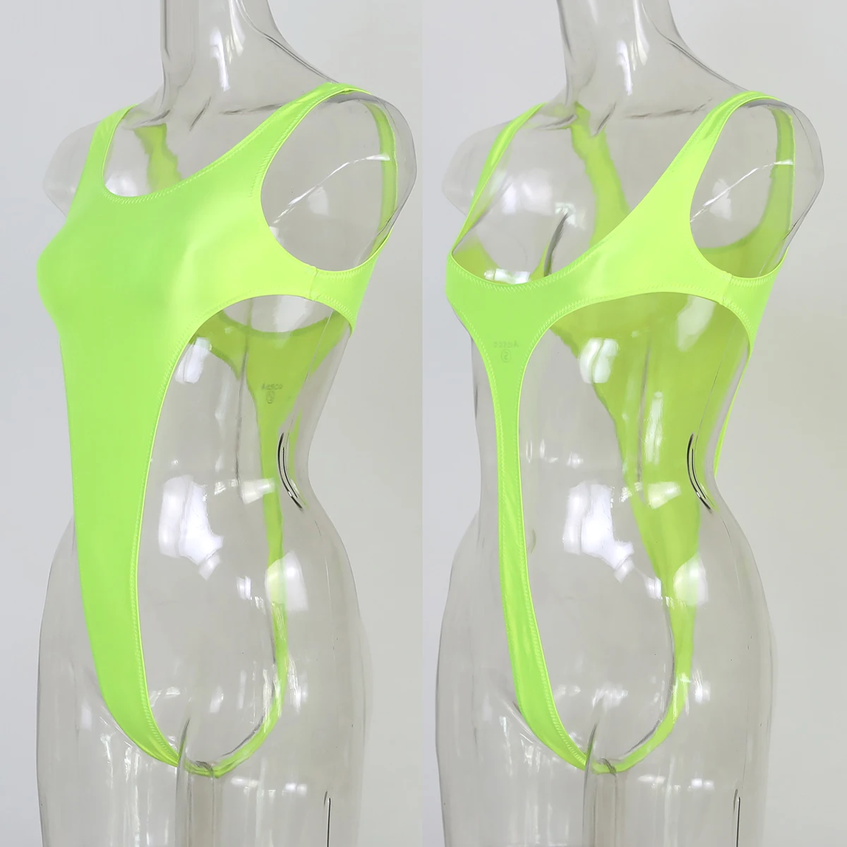 Women's Shiny High Fork T-Shaped Swimsuit, Two Wearing Methods, Sexy Tight Swimwear, Oil Glossy, All-in-One Piece, New