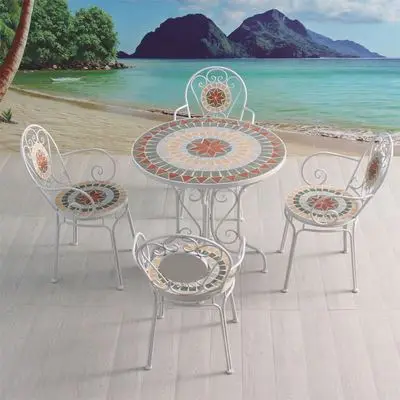 Balcony Metal Mosaic Leisure Modern Simple Furniture Outdoor Courtyard Group Tables And Chairs