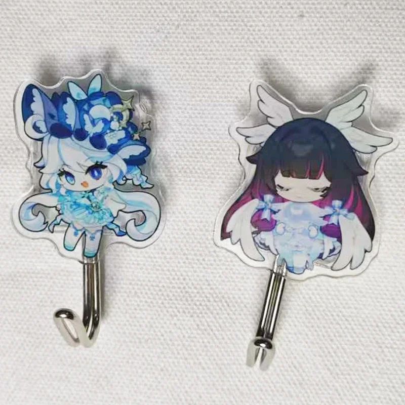 2Pcs/Set Kawaii Hanging Wall Hook Furina de Fontaine Columbina Hyposelenia Cartoon Cute Decorative Key Holder