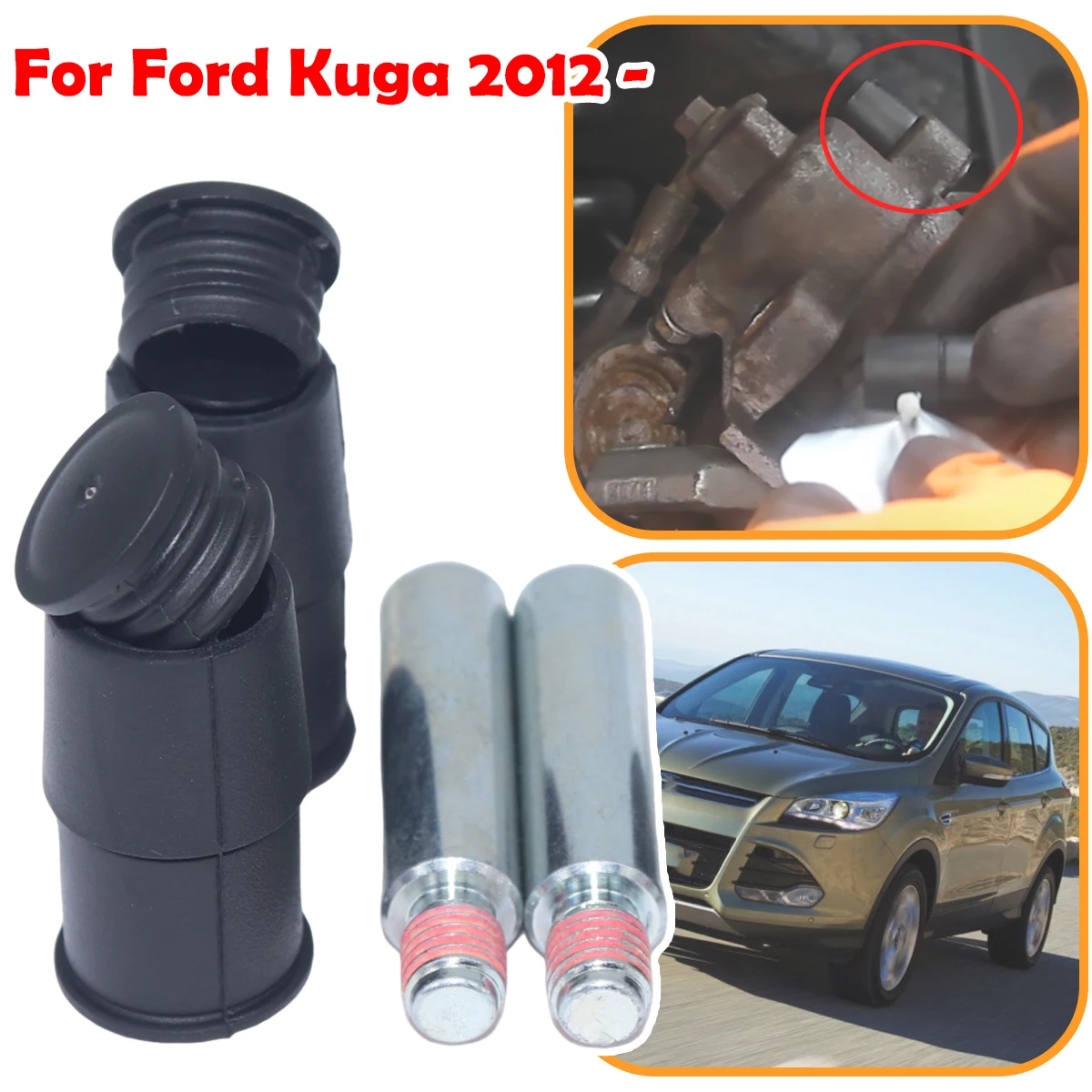 

For Ford Kuga 2012 2013 2014 - Rear Brake Caliper Slider Guide Pins Bolt Kit Left Right Disc Housing Bellows Sleeve Bushing Boot