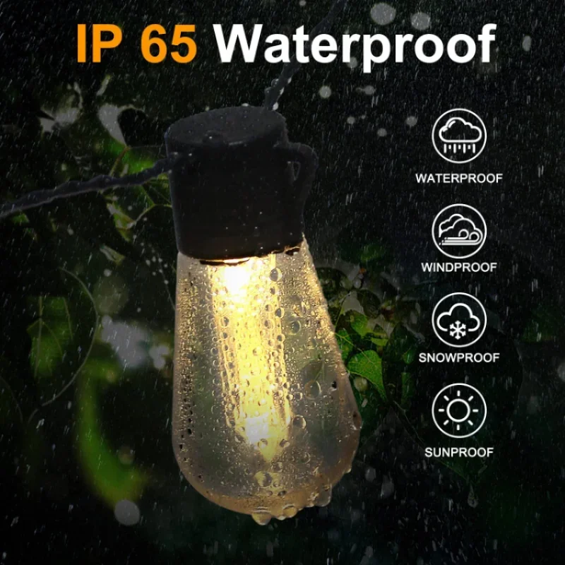 Imagem -02 - Led Solar String Light para Exterior Fairy Lamp Impermeável 30 Lâmpadas Retro Camping Guirlanda Festa de Jardim Decoração de Natal Ip65