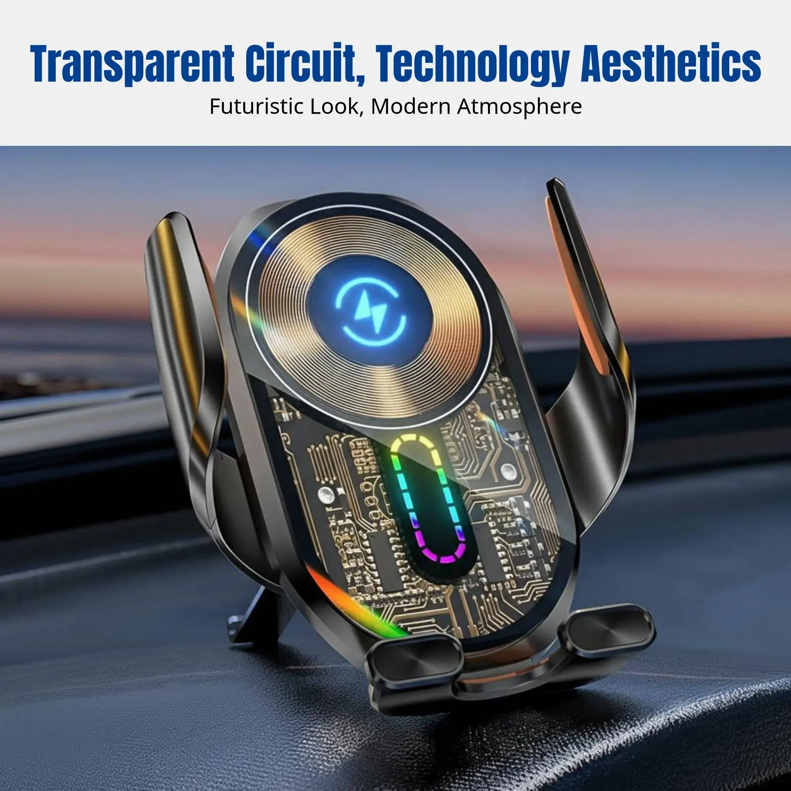 

Трехосевой держатель для телефона в автомобиль, Attractive C5, прозрачная схема, электрическое крепление, универсальное крепление на воздуховод, быстрая зарядка 15 Вт