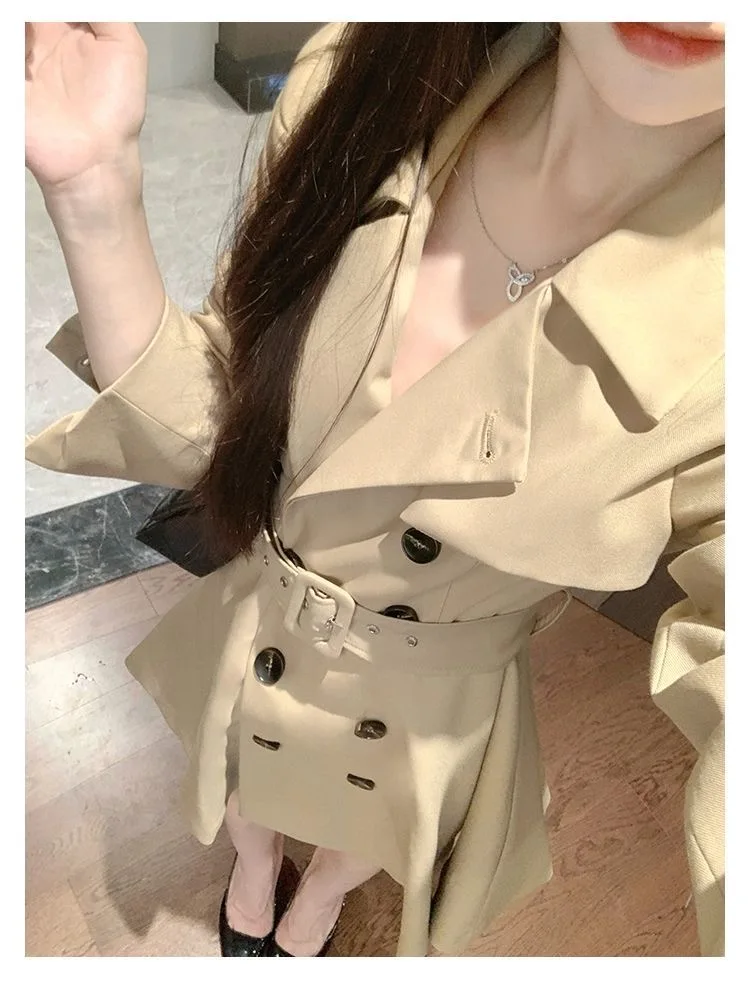 Temperament Windbreaker Womens Long 2025 Spring New Korean Slim Waist British Style Loose Casual Fashion Spring And Autumn Coat