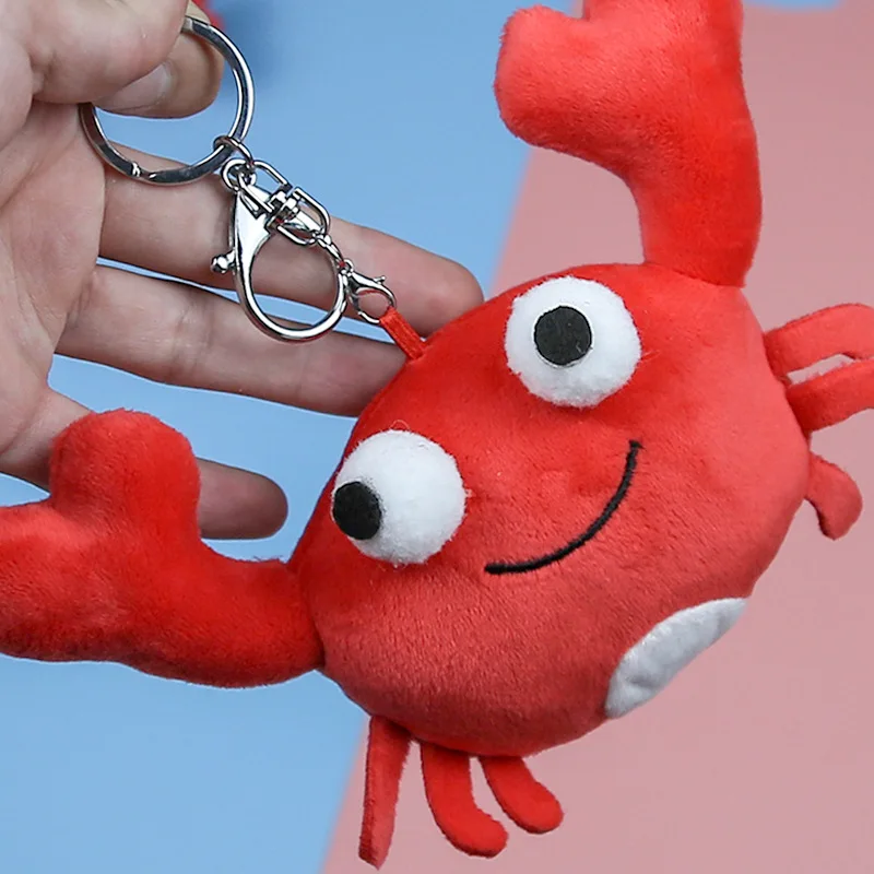 

new Crab crayfish keychain funny red doll lifelike Pendant cool decorate couple fashione birthday gift