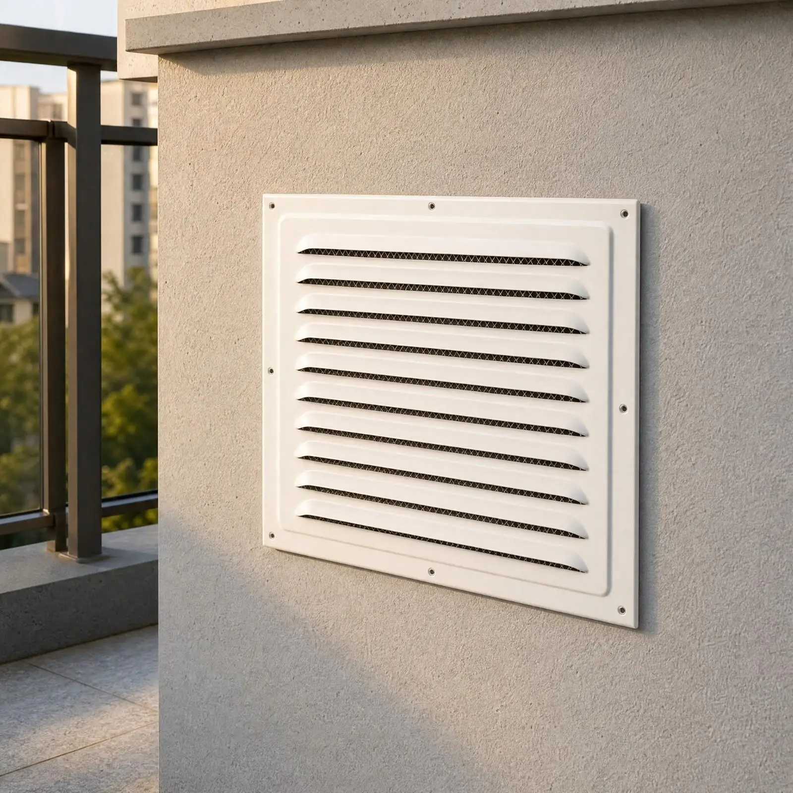 Aluminum Mesh Wall Vent Cover White Grille Louvered Exterior Mount for Ventilation and Weather Defense