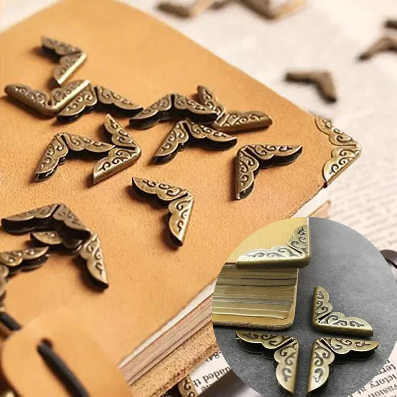 50Pcs Metal Book Corner Protector Vintage Scrapbook Photo Album Notebook Menus Folder Protecting Bronze