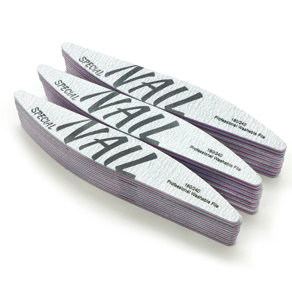2/5/10 pezzi lima per unghie in carta vetrata grigia grana 180/240 lima lavabile professionale a forma di foglia di salice set di lime per manicure accessori per unghie