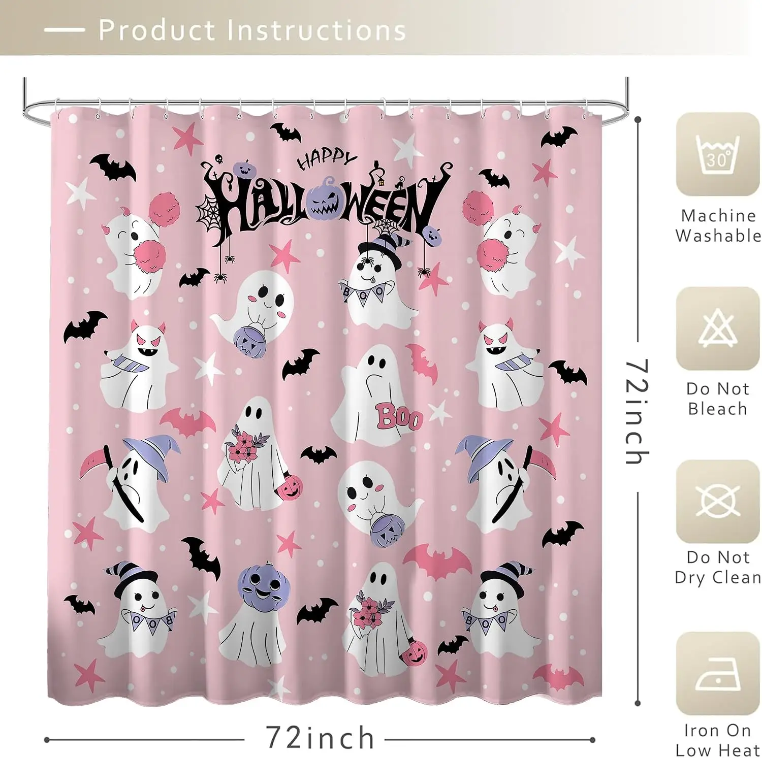 Halloween Ghost Shower Curtain Waterproof Funny Spooky Bathroom Decor Ghosts Party Polyester Shower Curtain Liner