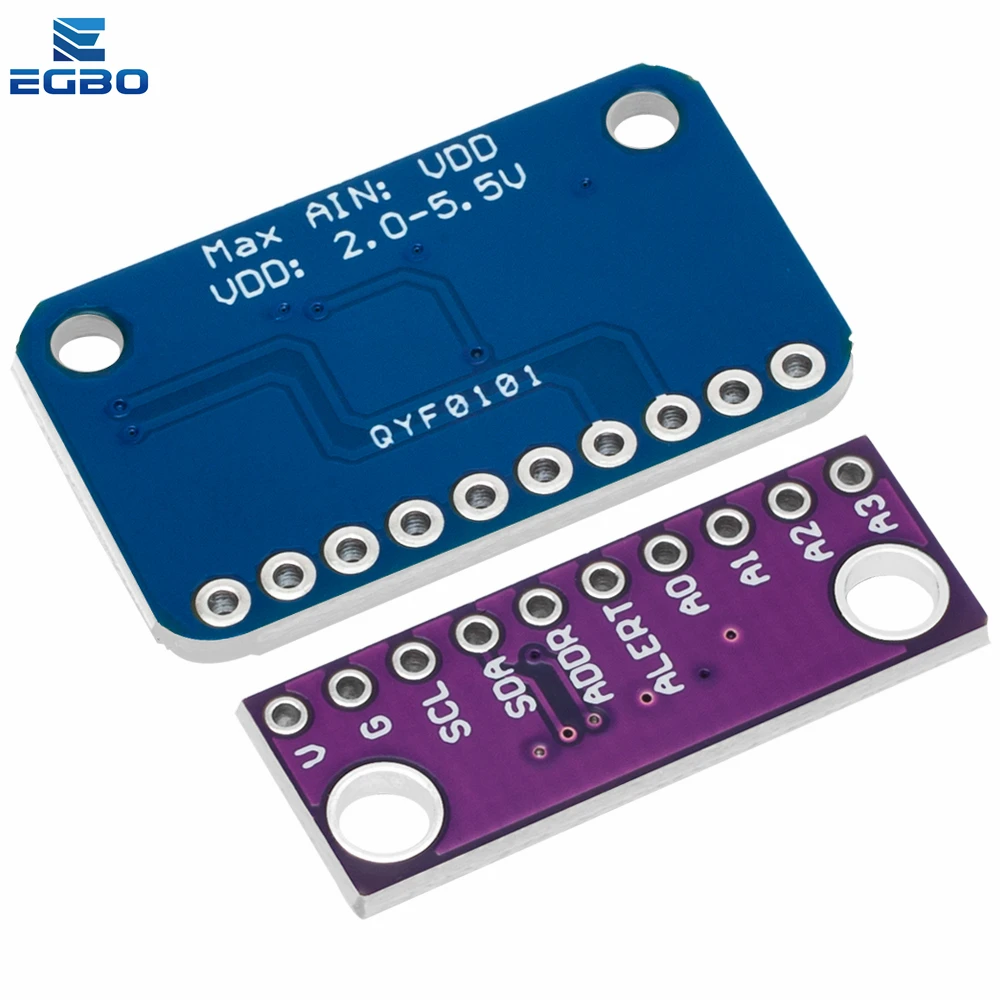 EGBO-Módulo ADS1015 para Arduino, amplificador de 4 canales con ganancia Pro, púrpura y azul para Arduino RPi, de 1 piezas a 10 piezas, 12 bits/16 bits, I2C, ADS1115
