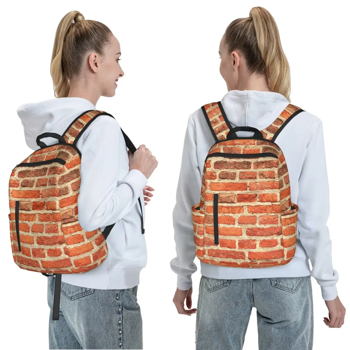 The Red Brick Wall Backpack Daypack Large Capacity Children BookBag School Bag Shoulder Bags for Men Women