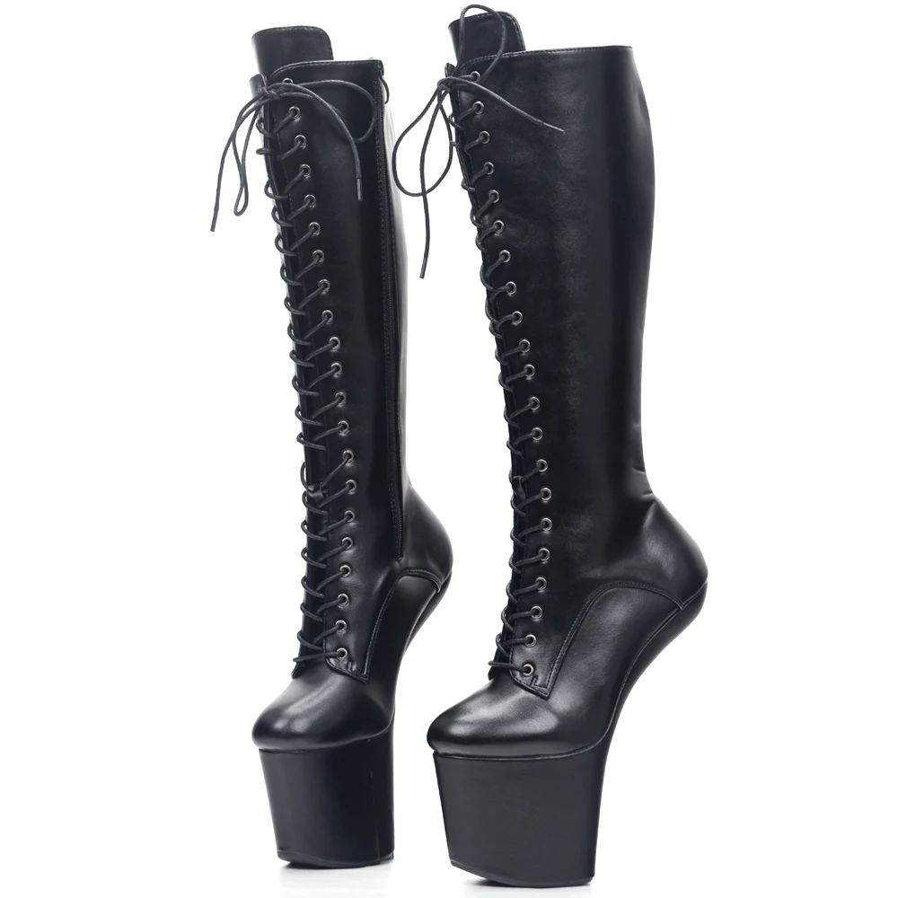 

8 Inch High Heel Unisex Ponyplay Fetish Cosplay Platform Knee High Boots Size36-46