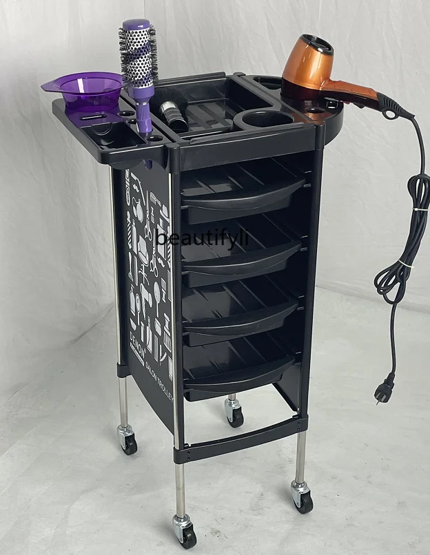 Hairdressing Tool Trolley Multi-Function Bar Car Storage Rack Beauty Hot Dyeing Hair Trolley