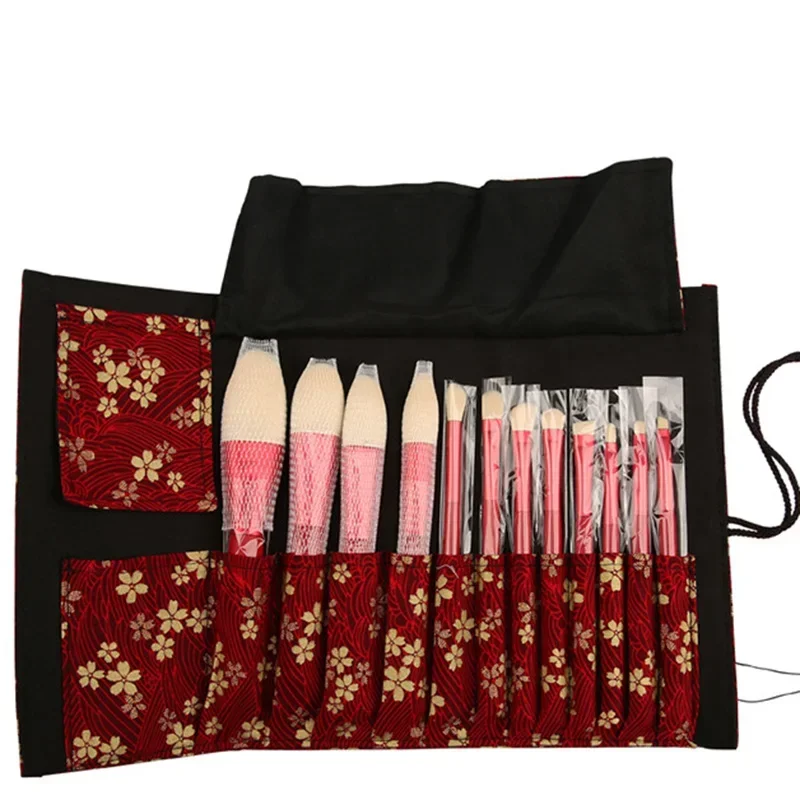 12 pièces rouge blanc pinceaux de maquillage naturel ensemble fond de teint mélange poudre Blush sourcil professionnel fard à paupières Brochas