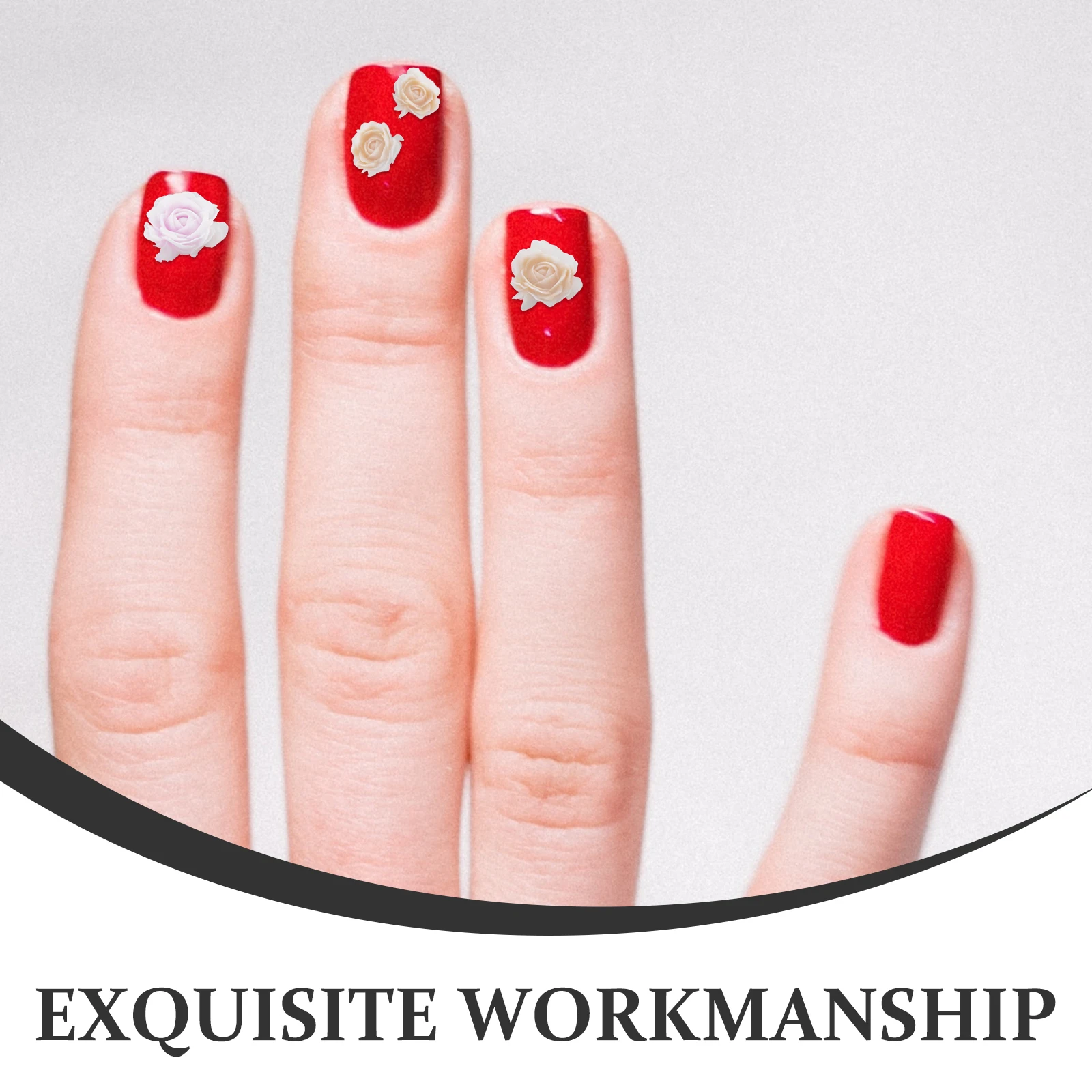 

50pcs Nail Gems Charm Decor Gradient Manicure Plastic Supplies Dry Rose Art Accessories Flower Decoration Size Mix White