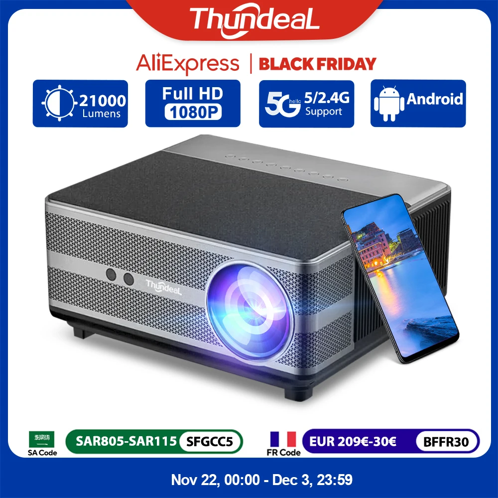 ThundeaL Full HD 1080P Projector TD98 WiFi LED 2K 4K Video Movie Beam TD98W Android Projector PK DLP Home Theater Cinema Beamer