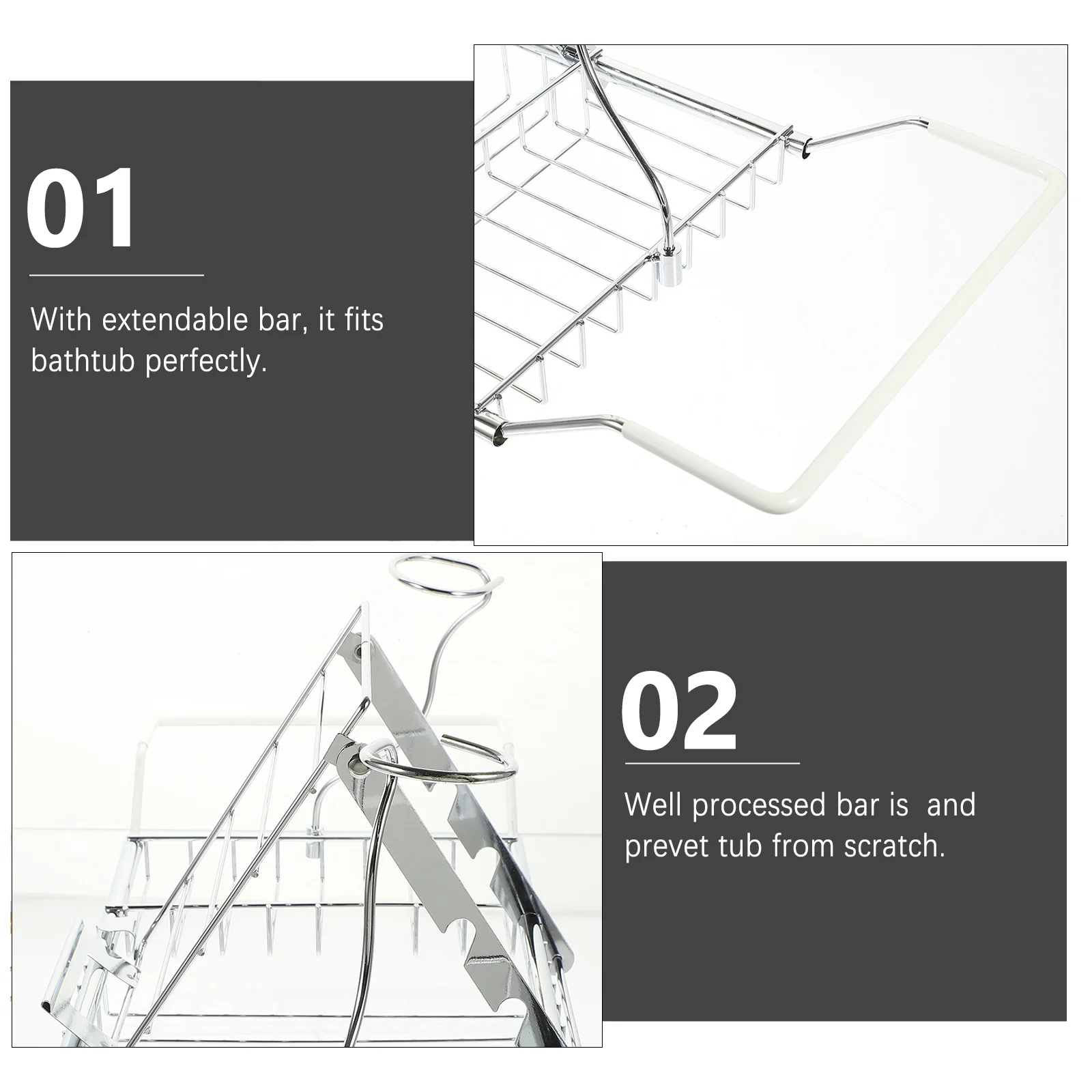 

Wine Rack Bathtub Tray Extendable Over The Tub Organizer Non-Slip Rustproof Shower Caddy For Reading Bathing Bathroom Storage