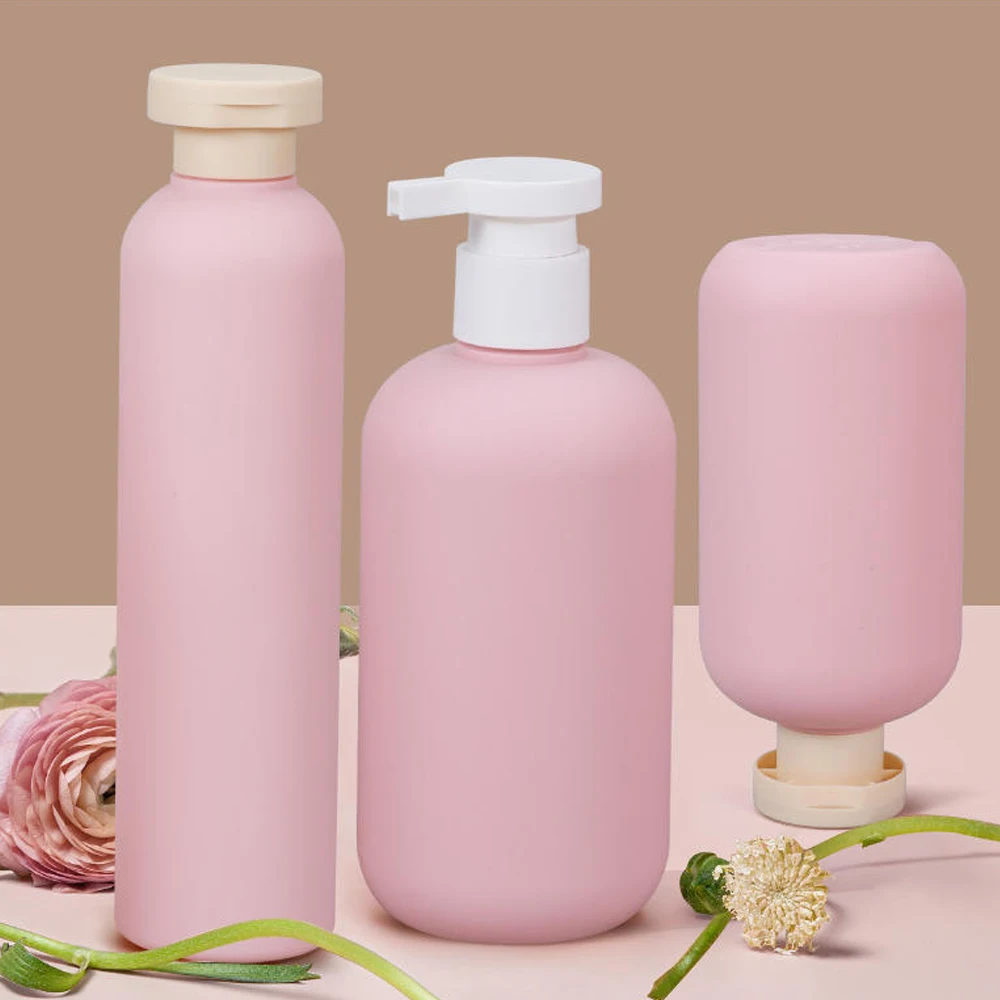Botella de loción rosa de 100/200/260/300ML con bomba acondicionador dispensador de champú y jabón de plástico botellas contenedor de ducha de baño