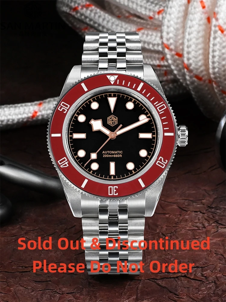 San Martin 40mm Enamel Dial NH35 Automatic Watch Men Brown Bezel Luxury Snowflake BGW-X1 Sapphire Dive SN0128