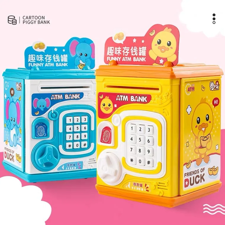Children's Smart Mini Piggy Bank Voice Fingerprint Password Piggy Bank Boys and Girls Play House Toys