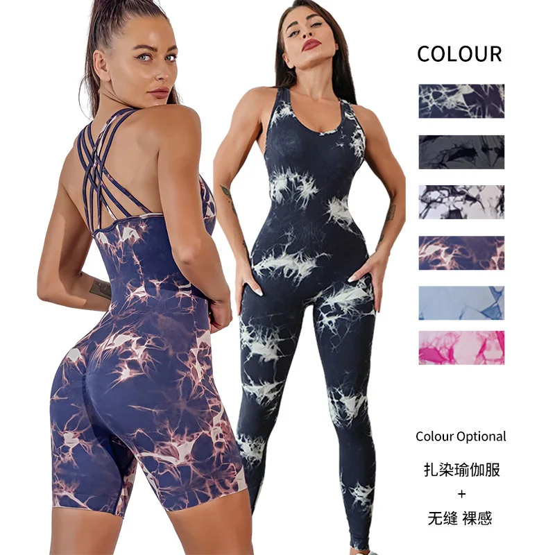 

New Dyed Yoga Jumpsuit - Sleeveless, Elastic, Butt-Lifting, Tight-Fit, Quick-Dry, Women's Yoga Suit yoga pants women