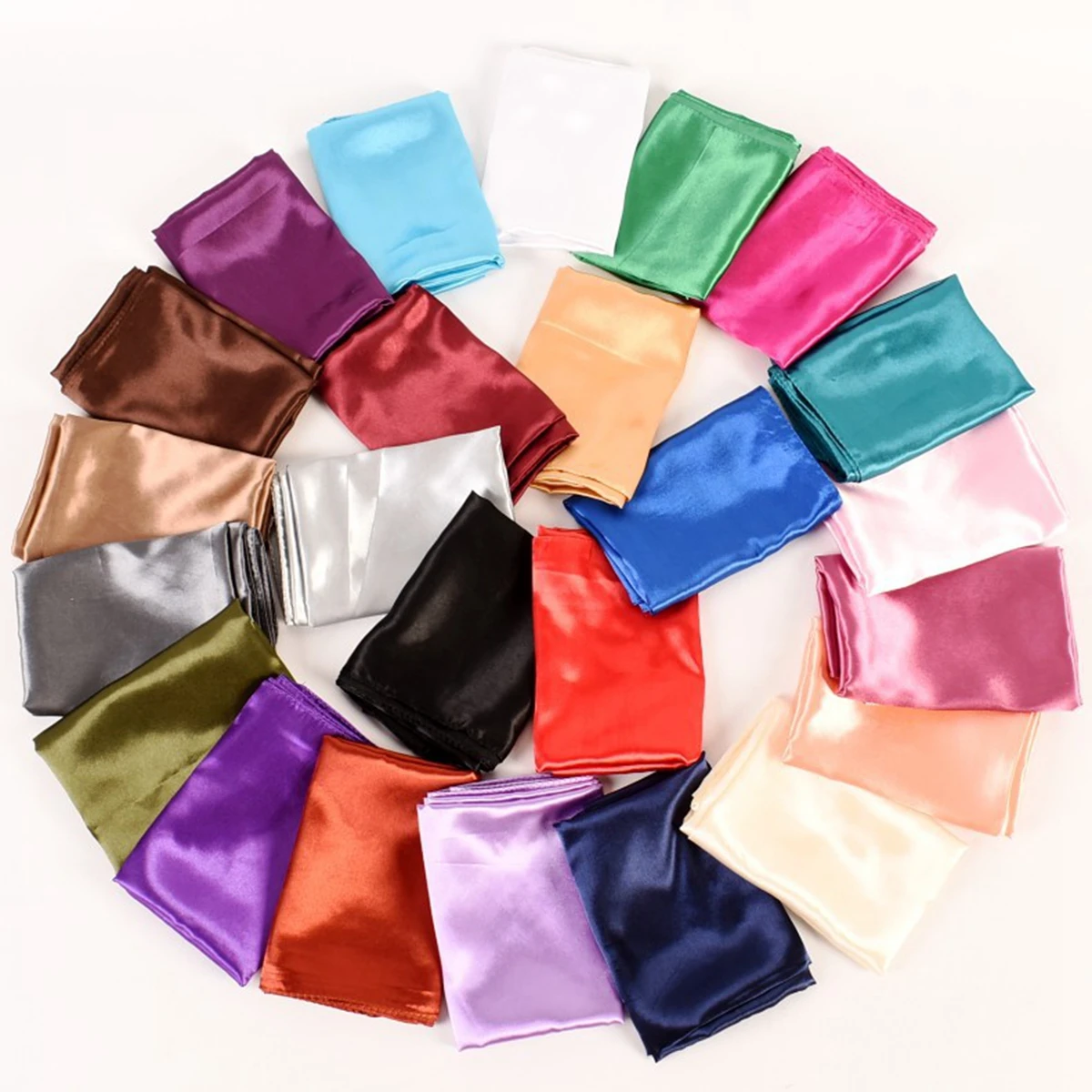 Women Solid Color Small Satin Silk Square Scarf 60*60cm Headband Hairbands Hair Hoop Head Neck Scarf Handkerchief head scarf