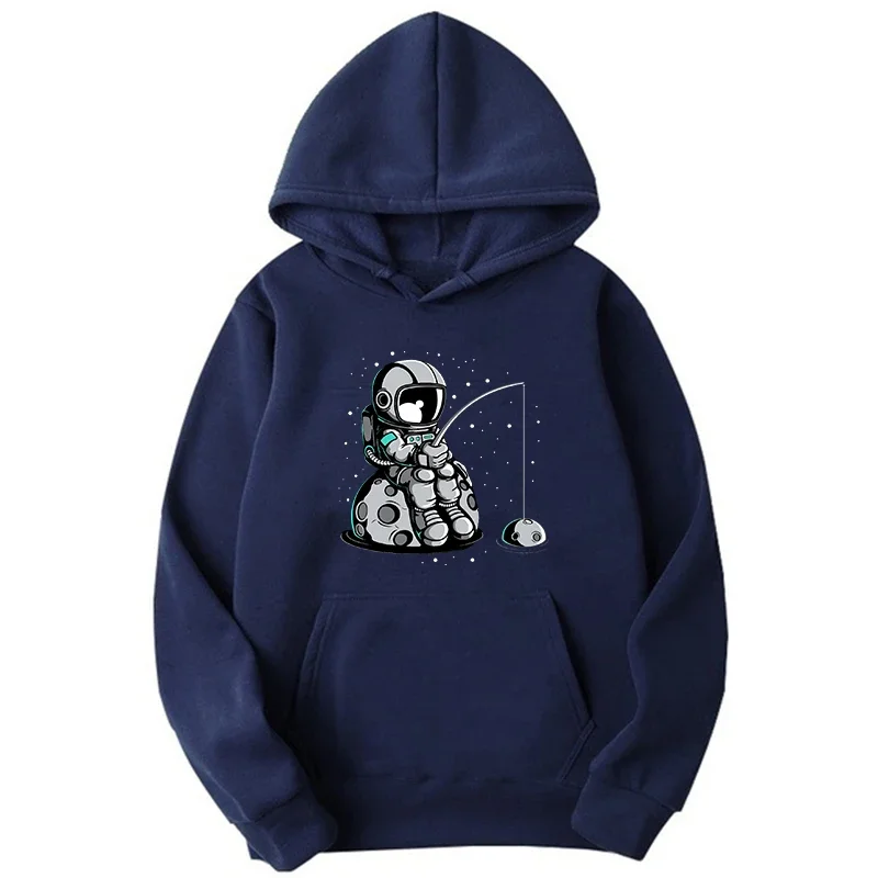 New Cartoon Astronaut Print Men Men Hoodies Casual Round Neck Tops Loose Harajuku Short Sleeves T Shirt Korean Style Clothes