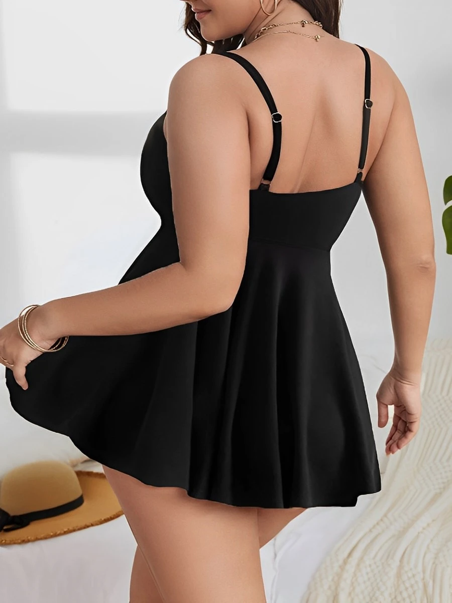 2025 Large Size Hollow Out Tankini 2 Pieces Swimsuit Women High Waist Swimwear Female Bathing Swimming Swim Suit Beach Bathers image 3