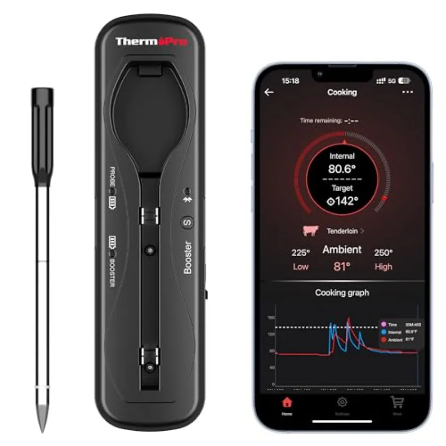 

Upgraded Meat Probe Wireless Meat Thermometer 500Feet Bluetooth Meat Thermometer for Cooking Kitchen Oven Smoker Rechargeable M