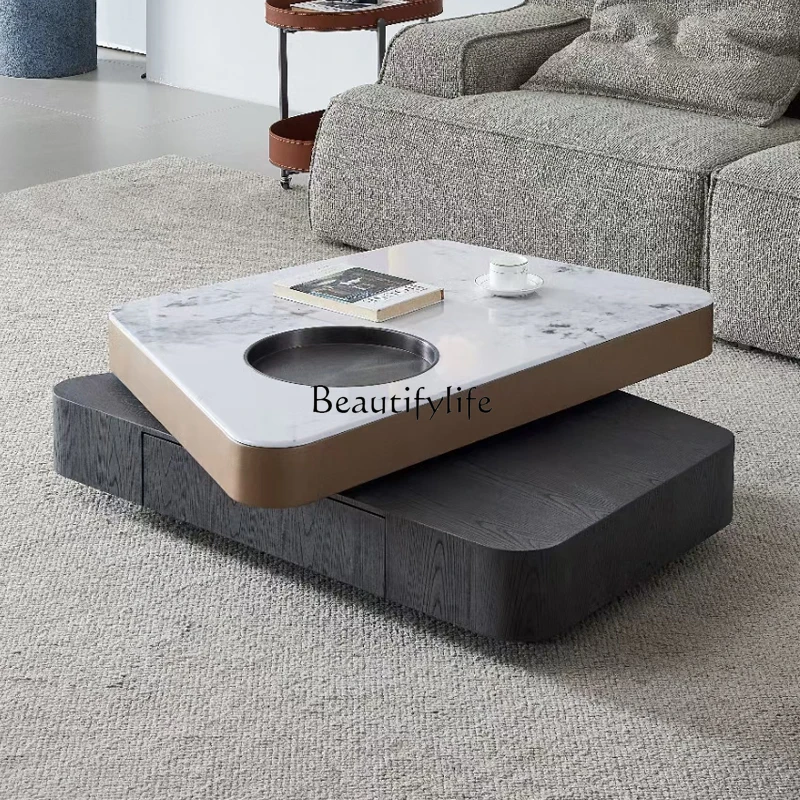 

Italian Minimalist Irregular Rotatable Coffee Table Modern Light Luxury Designer Shaped Creative Coffee Table