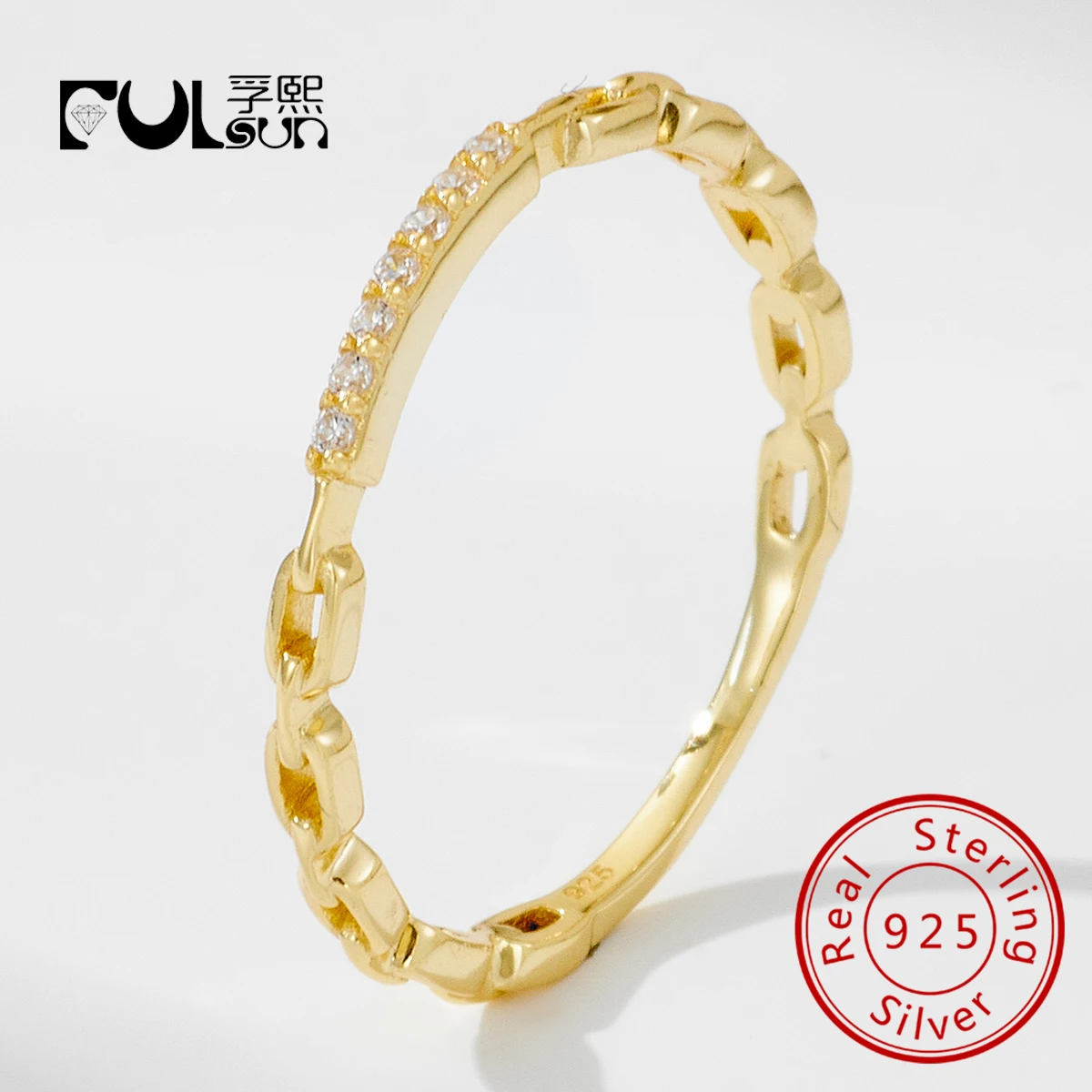 

New Design 925 Sterling Silver 14K Gold Plated Female Fancy Jewelry Unique Rings Cubic Zirconia Adjustable for women