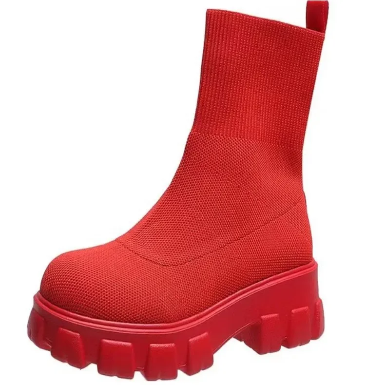 حذاء برقبة كاحل سميك للنساء ، حذاء جيد التهوية ، لون الحلوى ، الحجم الكبير ، 35-43 ، ساخن ، خريف ، جديد ،