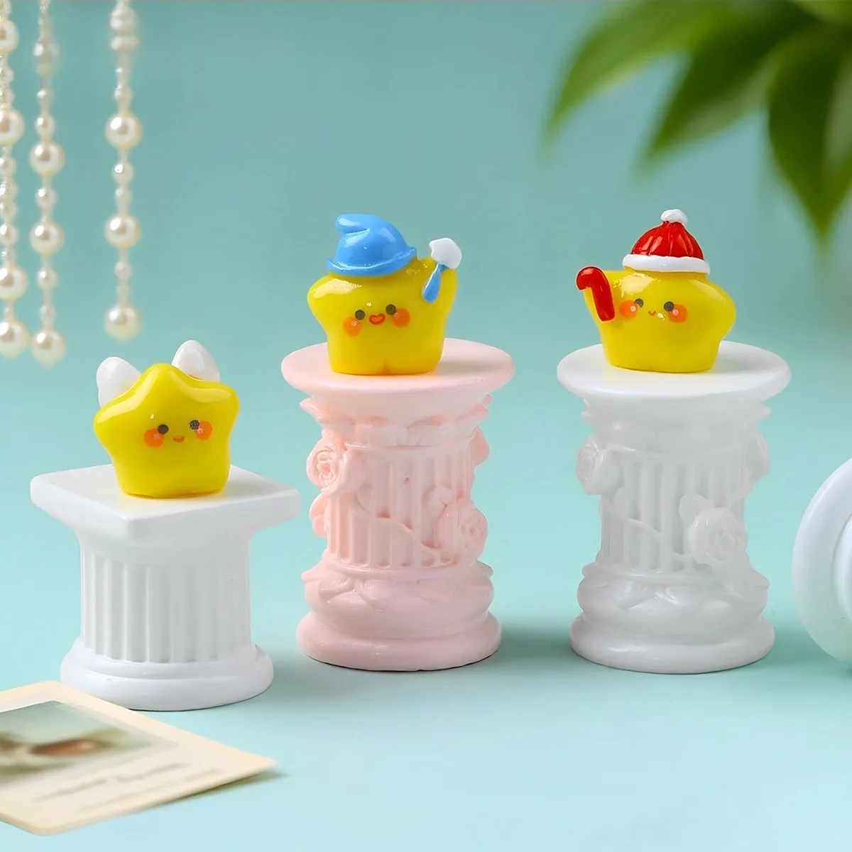 4 Styles Premium Display Stand Column for Mini Toy Figures Ionic Doric Flower Pink DIY Desktop Living Room Decor