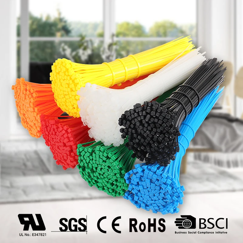 100 Stück selbstsichernde Kunststoff-Nylon-Kabelbinder, bunte Befestigungsbänder, Kabelbinder-Set, Kabelbinder, Befestigungsring, Kabelbinder, Befestigungsband